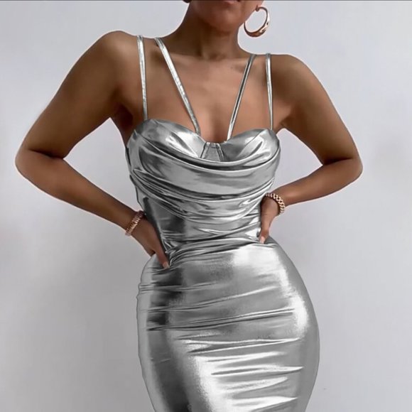 Chicme Dresses & Skirts - Silver Sheath Gown!